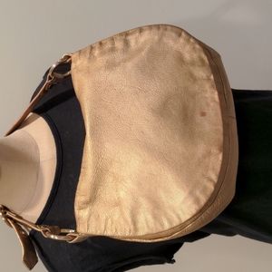 Coach Ali flap purse metallic leather rose gold